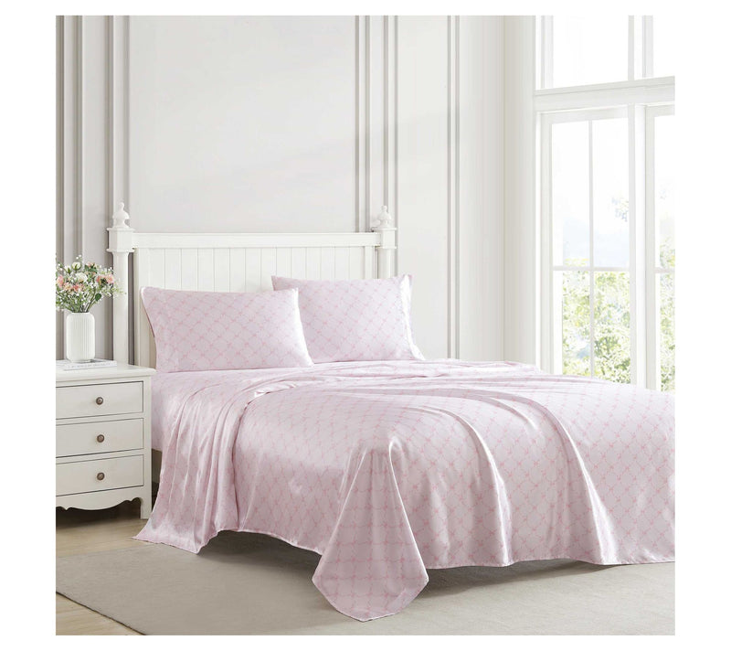 Laura Ashley Bow Ribbon Pink King Sheet Set — View 2