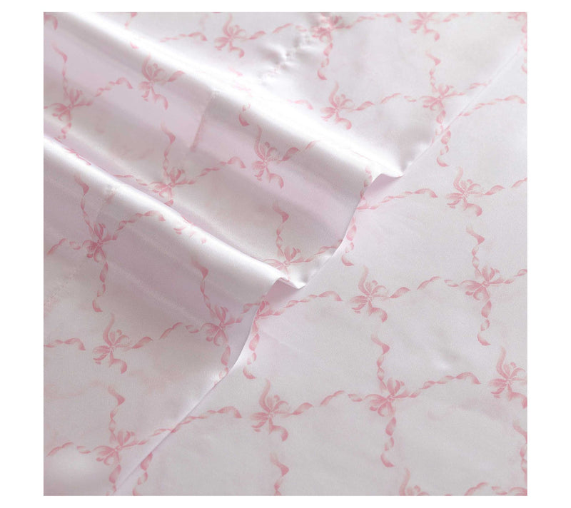 Laura Ashley Bow Ribbon Pink King Sheet Set — View 3