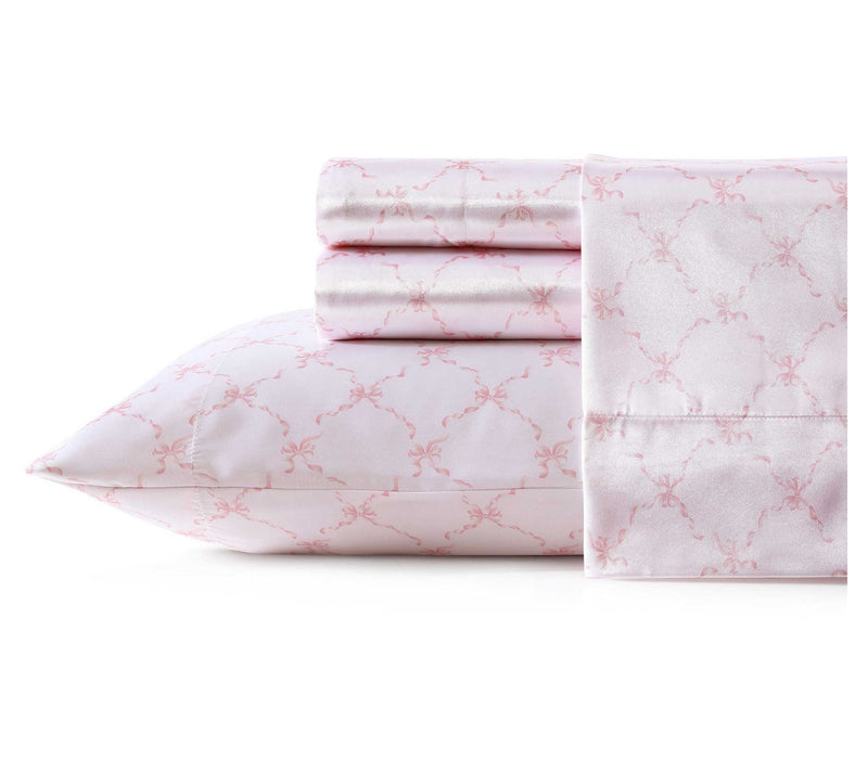 Laura Ashley Bow Ribbon Pink King Sheet Set — View 6