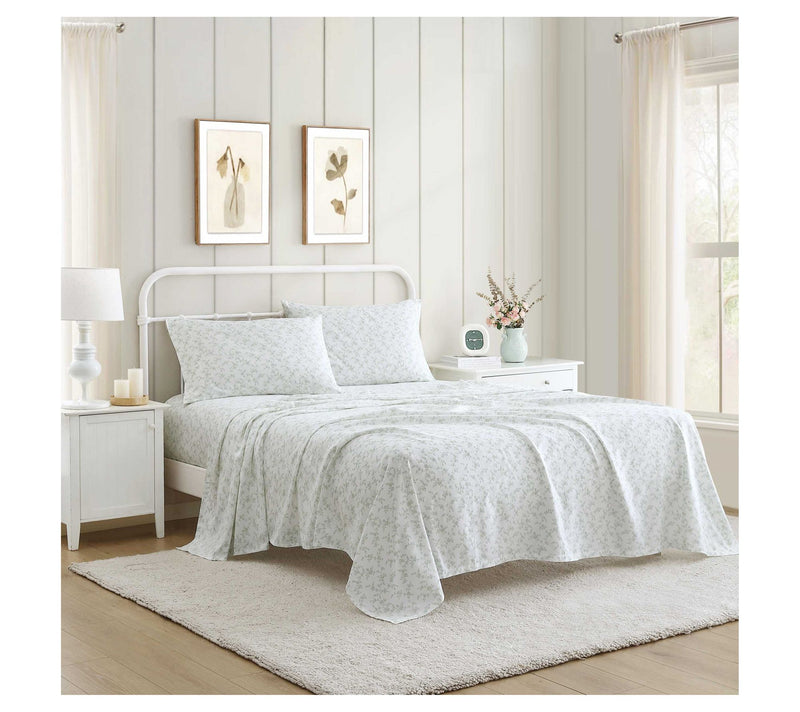 Laura Ashley Fiona White-Green Queen Sheet Set — View 2
