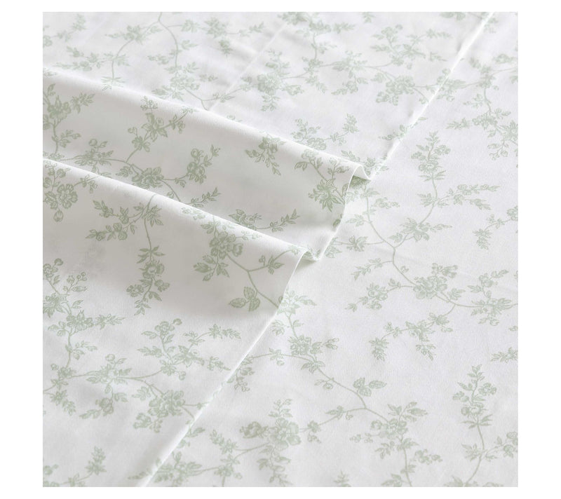 Laura Ashley Fiona White-Green Queen Sheet Set — View 3