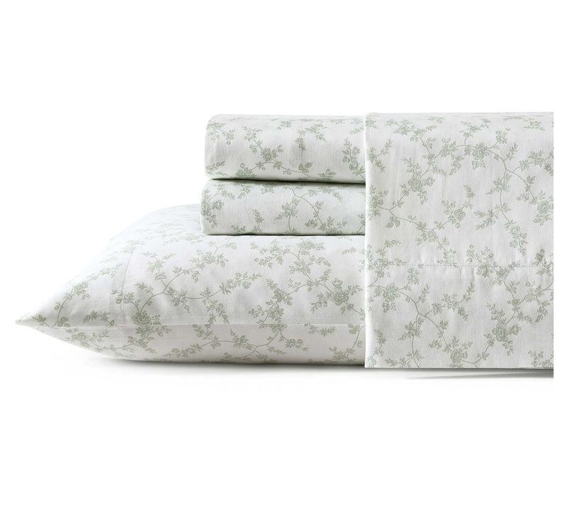 Laura Ashley Fiona White-Green Queen Sheet Set — Main view