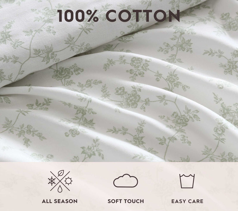 Laura Ashley Fiona White-Green Queen Sheet Set — View 5