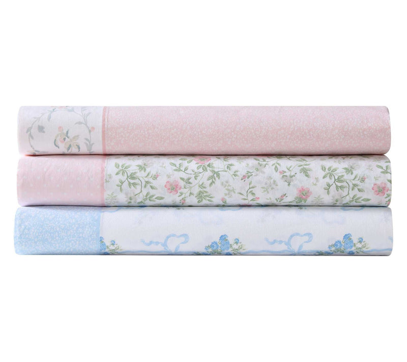 Laura Ashley Floral Ribbon Blue Full Sheet Set — View 6