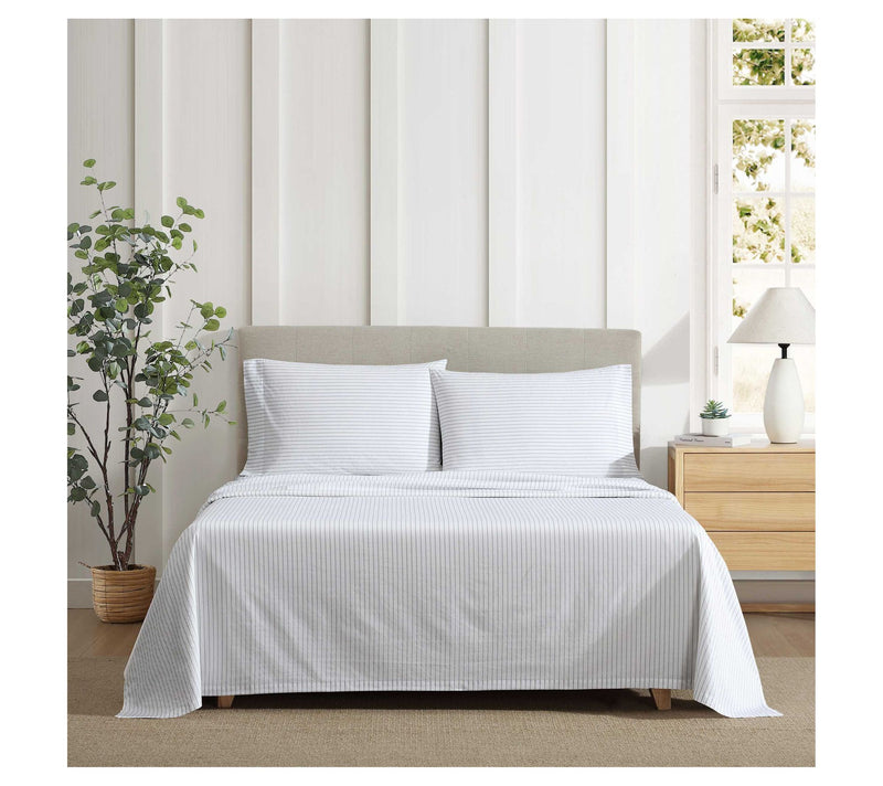 Eddie Bauer Arden Stripe Grey-White Queen SheetSet — View 2