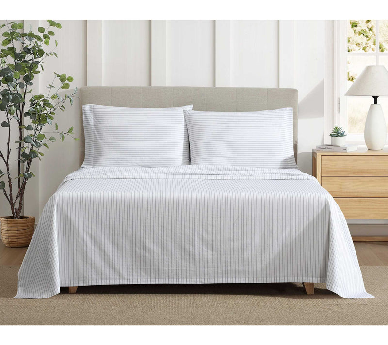 Eddie Bauer Arden Stripe Grey-White Twin Sheetet — View 2