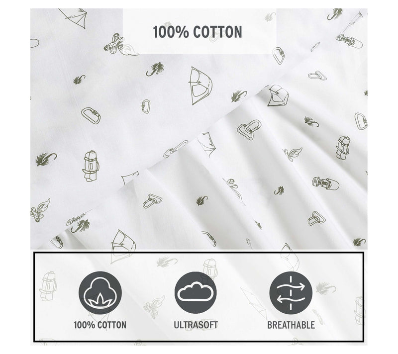 Eddie Bauer Camp Green-White Twin Sheet Set — View 6