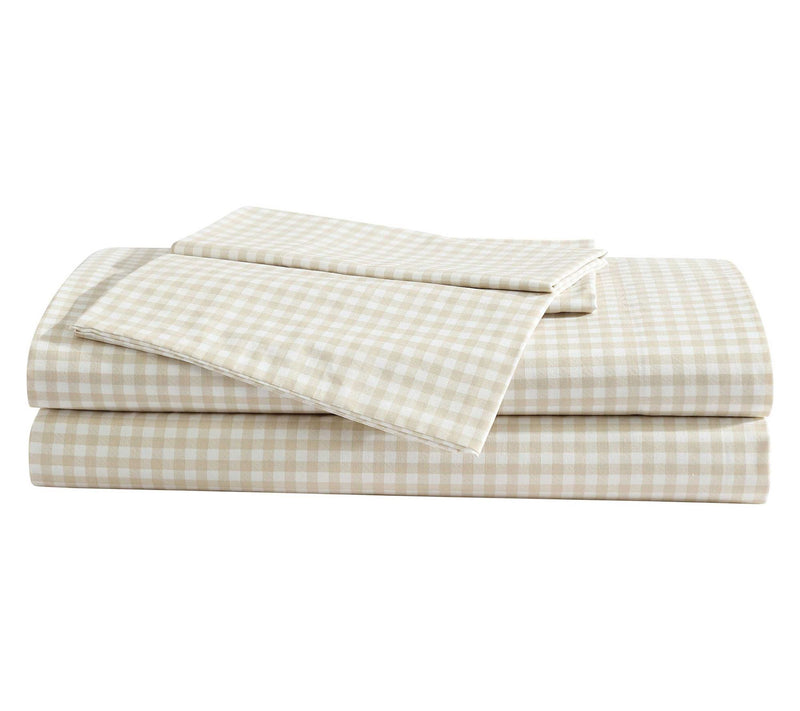 Eddie Bauer Little Gingham White-Beige King Sheet Set — Main view