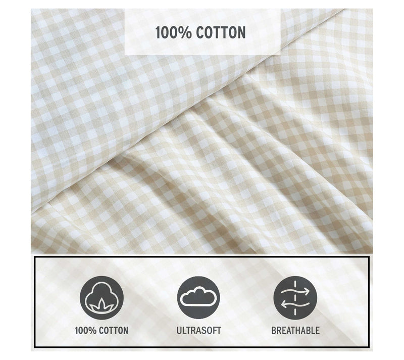 Eddie Bauer Little Gingham White-Beige Twin Sheet Set — View 6