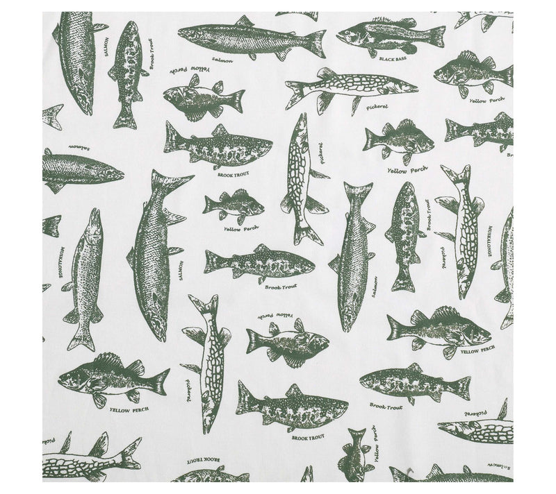 Eddie Bauer Wes Fish Face White-Green Full Sheet Set — View 5