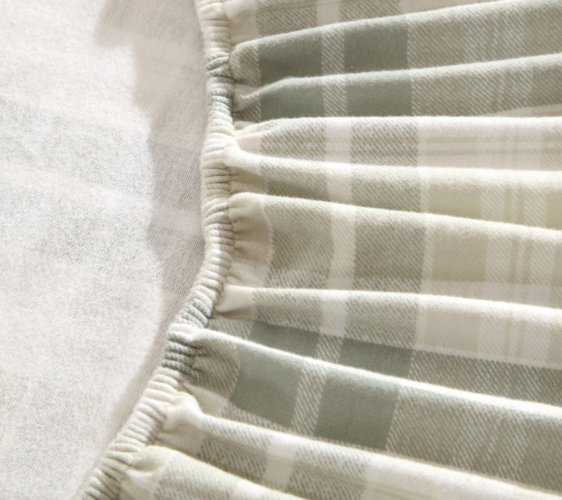 Laura Ashley Mulholland Plaid Green Flannel Queen Sheet Set — View 4