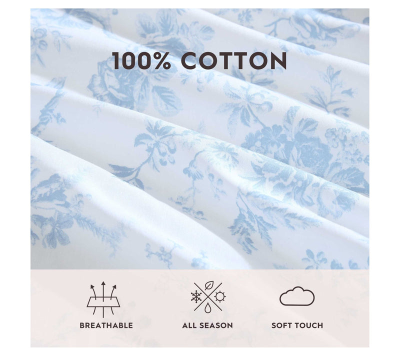 Laura Ashley Walled Garden Blue Cotton Percaleueen Sheet Set — View 6
