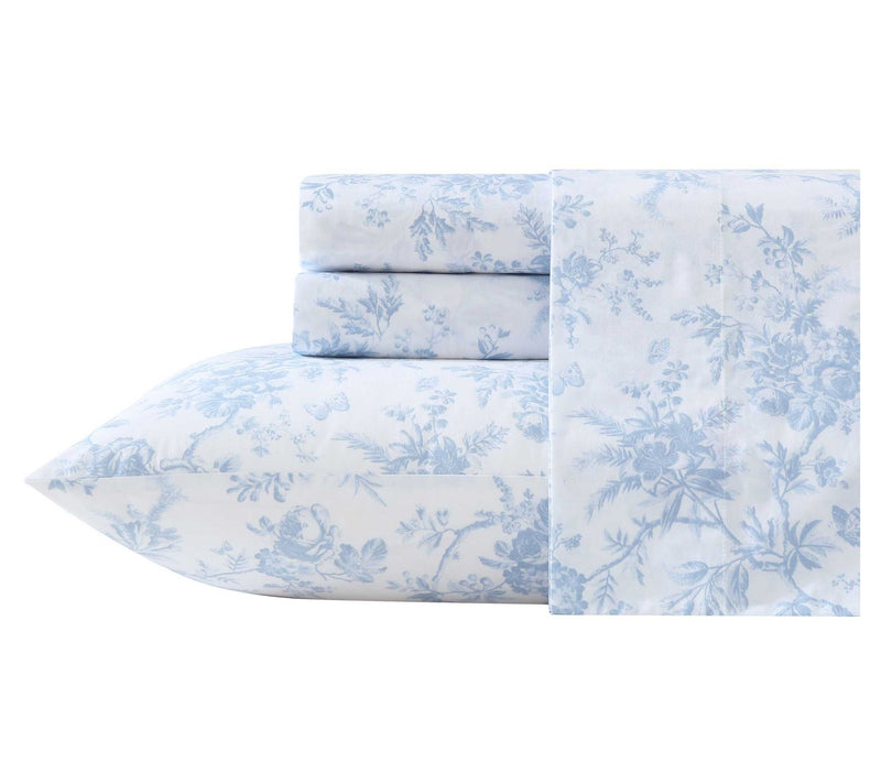 Laura Ashley Walled Garden Blue Cotton Percaleueen Sheet Set — View 9