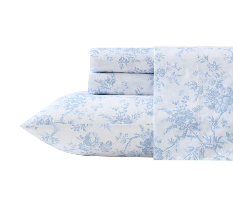 Laura Ashley Walled Garden Blue Cotton Percaleull Sheet Set — View 3