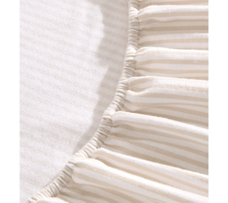 Laura Ashley Oxfordshire Stripe Beige Flannel King Sheet Set — View 6