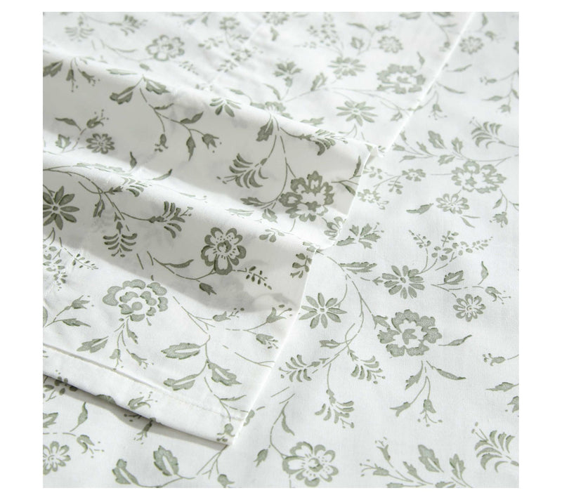 Laura Ashley Miranda Green Cotton Percale QueenSheet Set — View 3