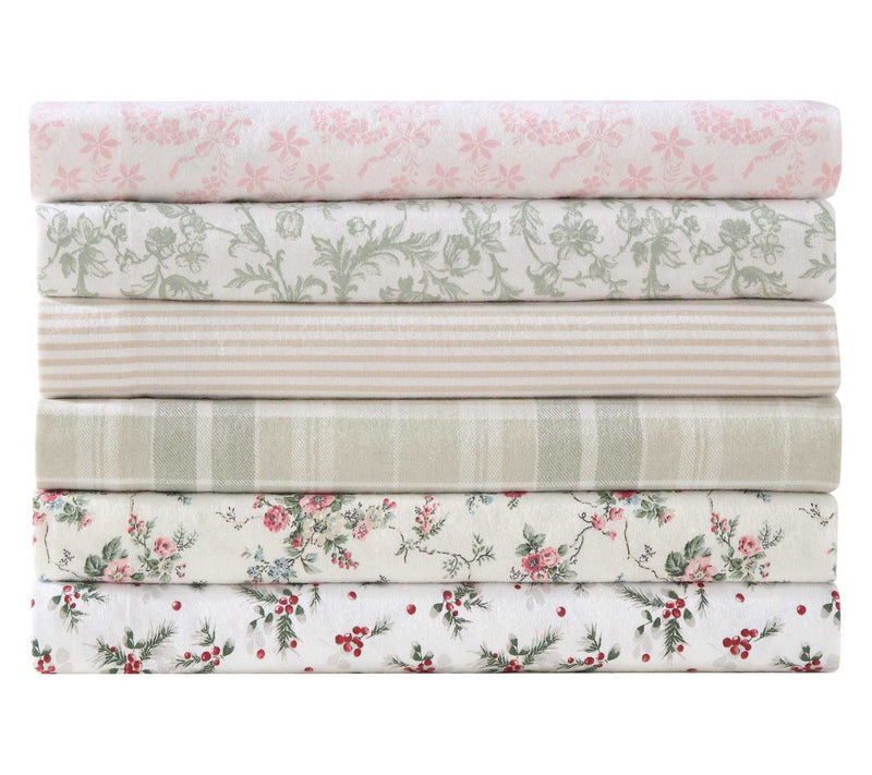 Laura Ashley Brinna Hemlock Green Flannel QueenSheet Set — View 7