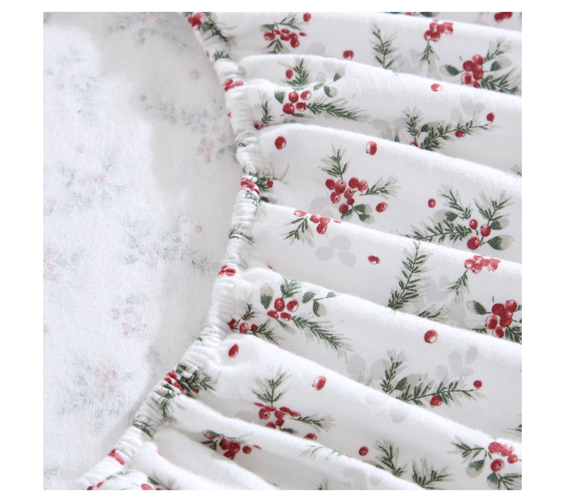 Laura Ashley Berry Bright Red Cotton Flannel Queen Sheet Set — View 4