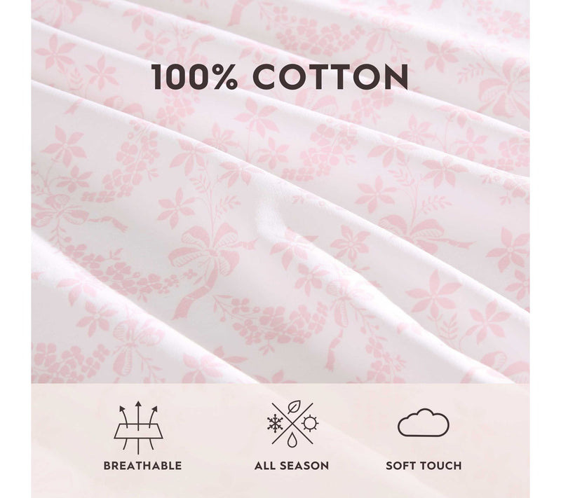 Laura Ashley Antoinette Pink Cotton Percale Twin Sheet Set — View 6