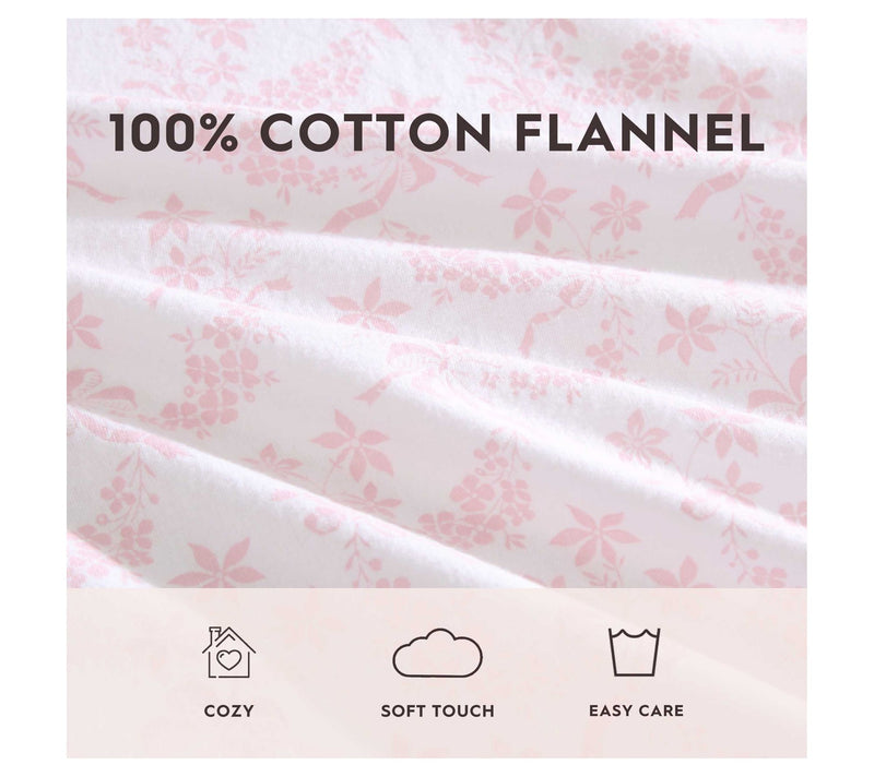 Laura Ashley Antoinette Pink Cotton Flannel Twin Sheet Set — View 6