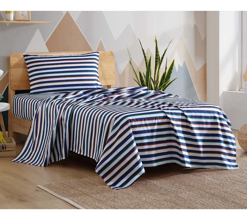 Eddie Bauer Kids Stripes Game Blue Twin Sheet Set — View 2