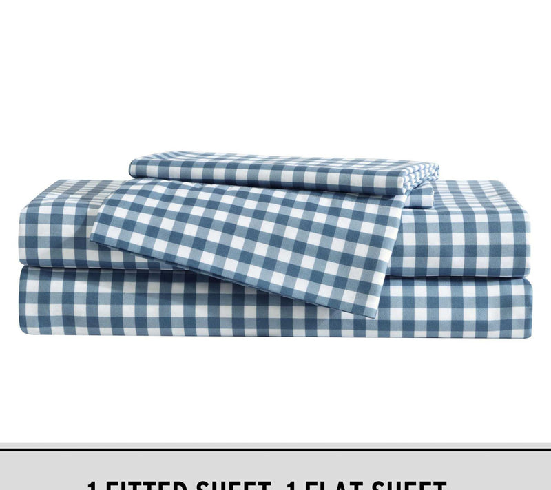 Eddie Bauer Kids Preston Check Blue Queen SheetSet — View 7