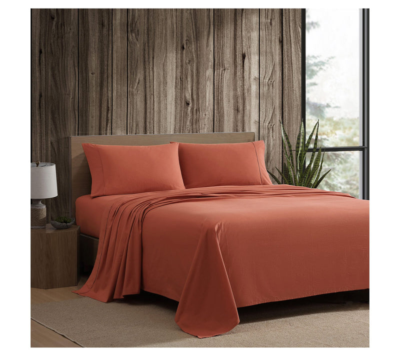 Eddie Bauer Deep Orange Cotton Percale Queen Sheet Set — View 10