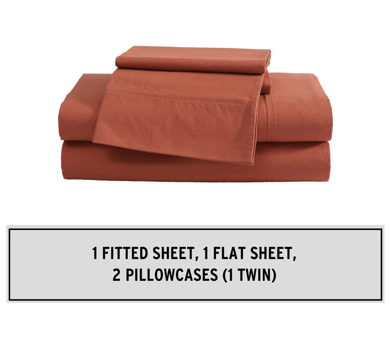 Eddie Bauer Deep Orange Cotton Percale Twin Sheet Set — View 7