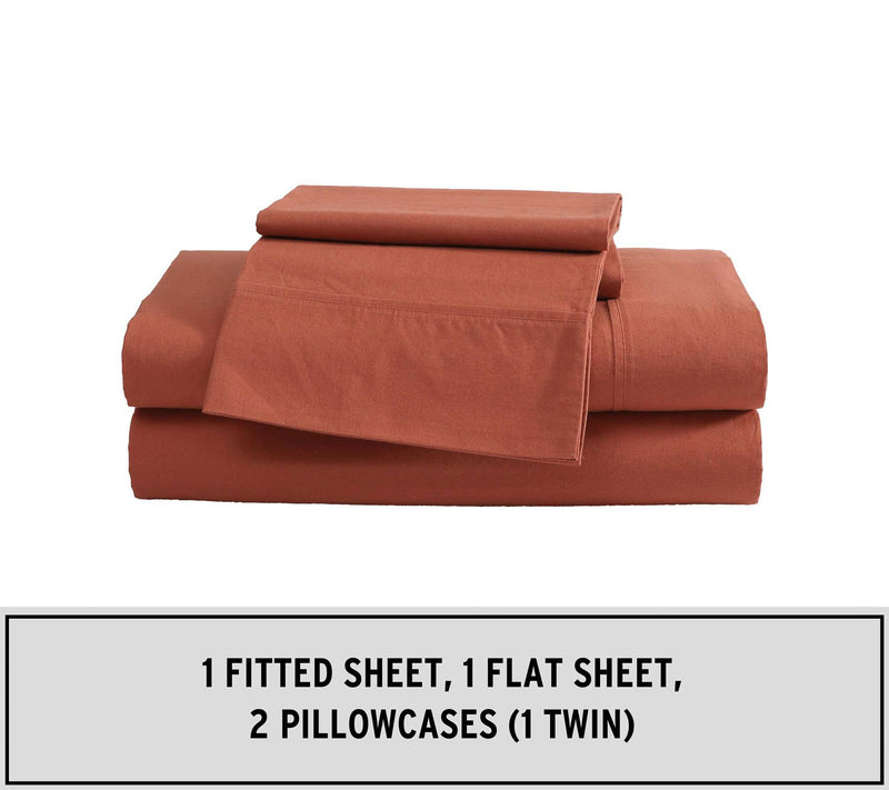 Eddie Bauer Deep Orange Cotton Percale King Sheet Set — View 7