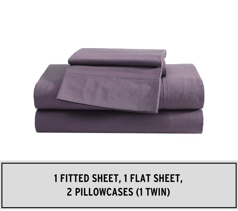 Eddie Bauer Plum Cotton Percale Twin Sheet Set — View 7