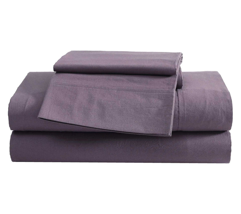 Eddie Bauer Plum Cotton Percale Twin Sheet Set — View 2