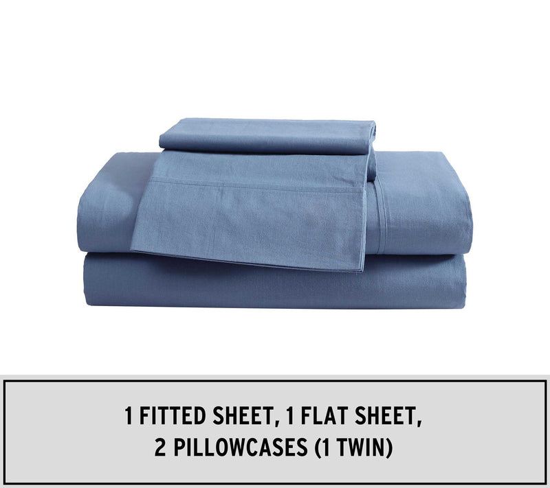Eddie Bauer Blue Cotton Percale King Sheet Set — View 7