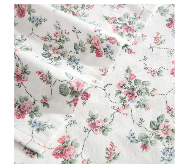 Laura Ashley Le Fleur Pink Cotton Flannel QueenSheet Set — View 3