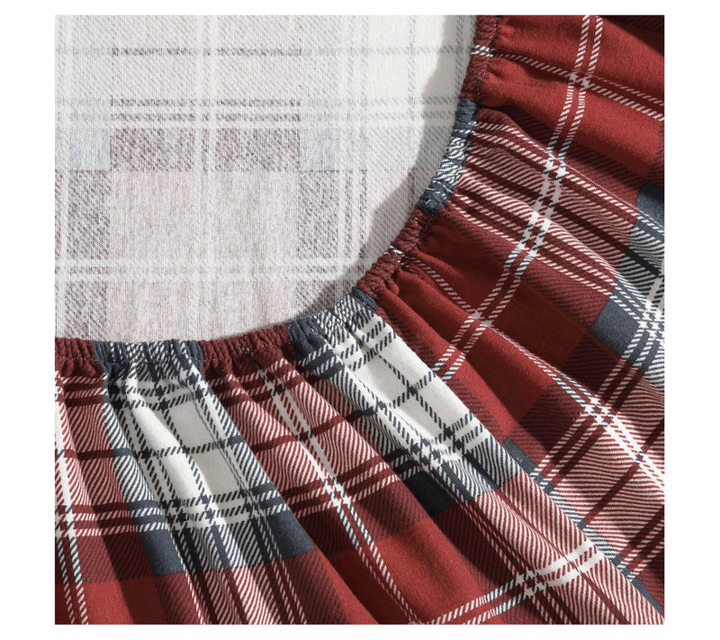 Eddie Bauer Heartland Plaid Red Flannel Queen Sheet Set — View 3