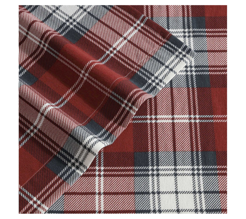Eddie Bauer Heartland Plaid Red Flannel Queen Sheet Set — View 4