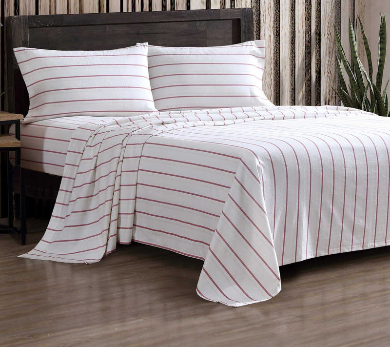 Eddie Bauer Cooper Falls Red Cotton Flannel Twin Sheet Set — View 2