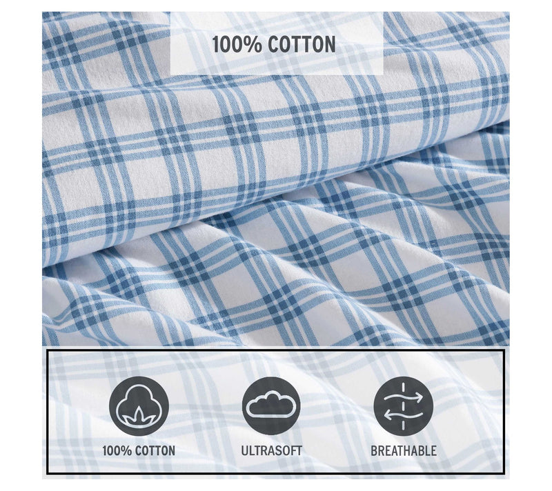 Eddie Bauer Arrowhead Blue Cotton Flannel Twinheet Set — View 6