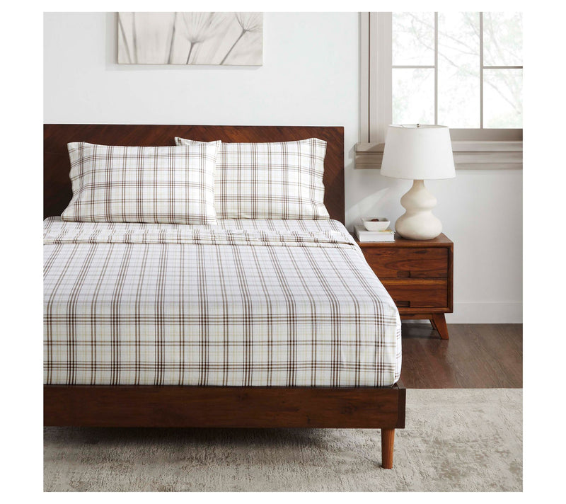Superior Plaid Flannel Cotton Sheet Set, King — View 2