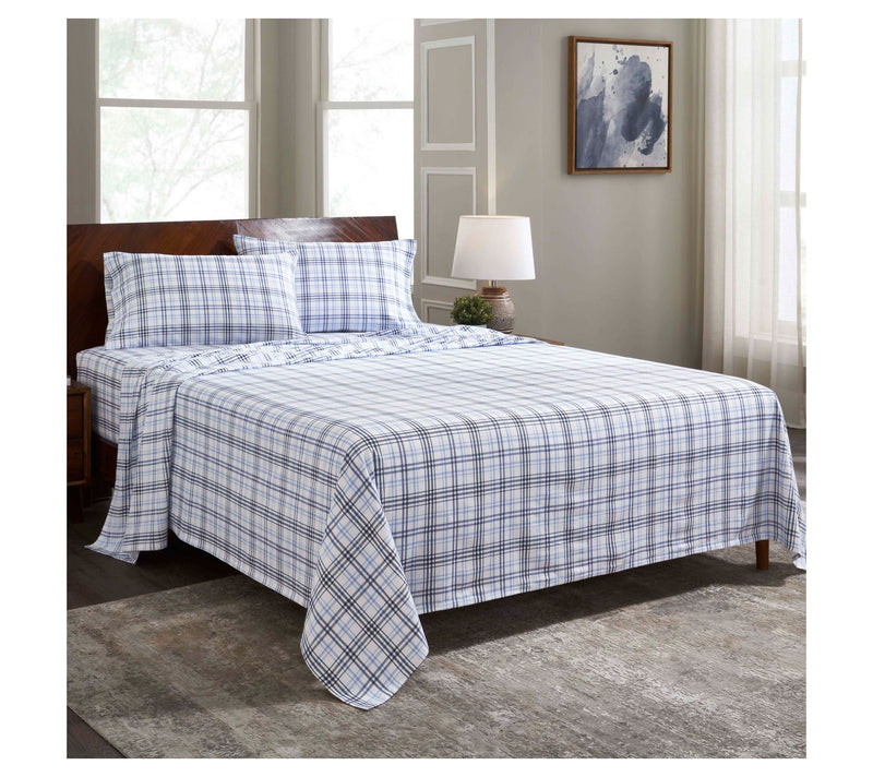 Superior Plaid Flannel Cotton Sheet Set, King — View 10