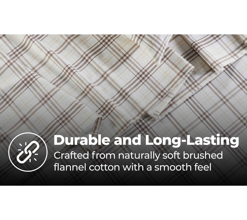 Superior Plaid Flannel Cotton Sheet Set, King — View 5