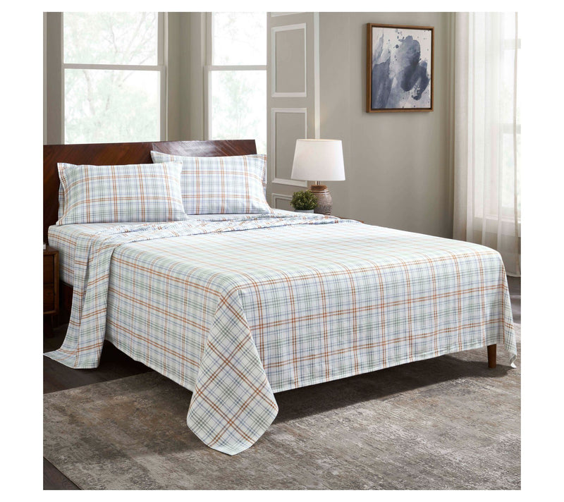 Superior Plaid Flannel Cotton Sheet Set, King — View 12
