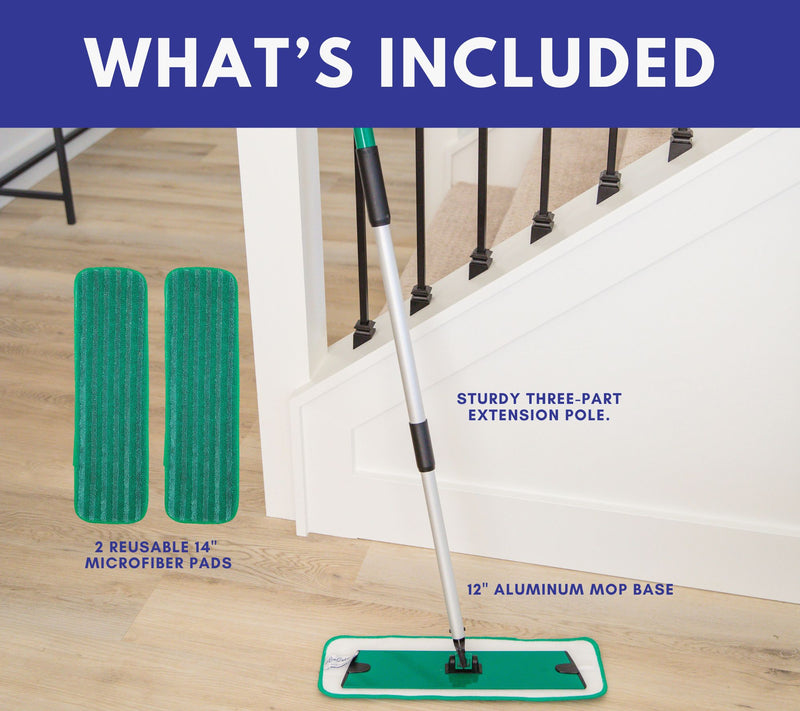Don Aslett 12" Aluminum Mop with 2 Microfiber Mop Pads — View 2
