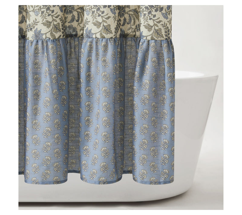 Lush Decor Lillian Block Print Linen Textured Shower Curtain — View 4