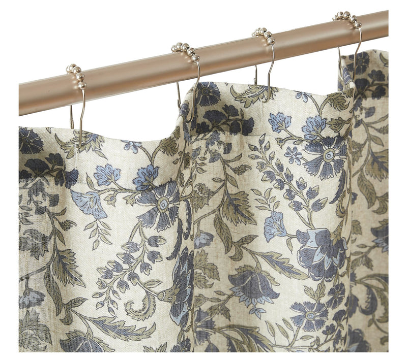 Lush Decor Lillian Block Print Linen Textured Shower Curtain — View 2