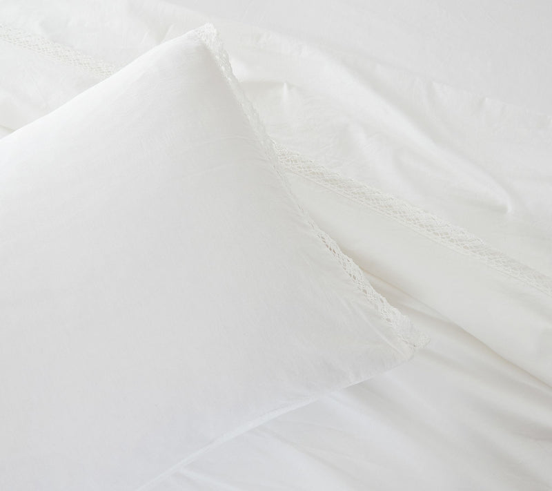 Lush Decor Evelyn Lace Trim Cotton Sheets White4Pc Set King — View 7
