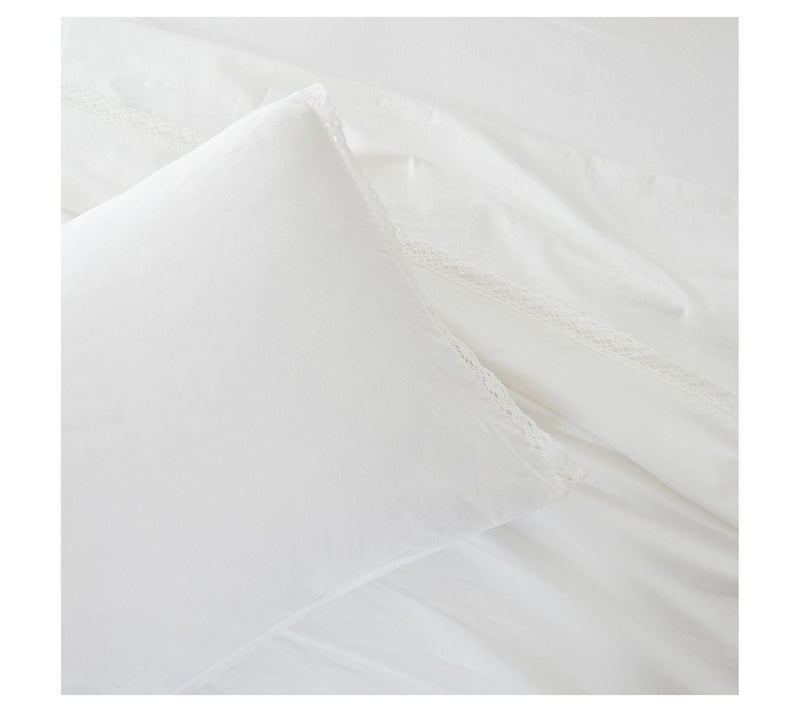 Lush Decor Evelyn Lace Trim Cotton Sheets White4Pc Set Queen — View 7