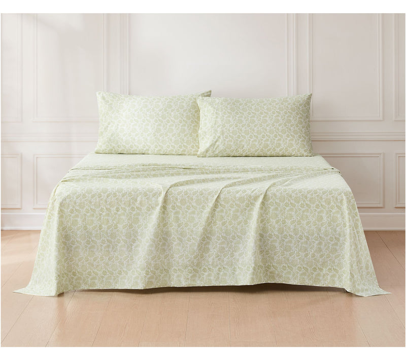 Lush Decor Floral Jacobean Cotton Sheet Set Sage 4Pc Set Full — Main view