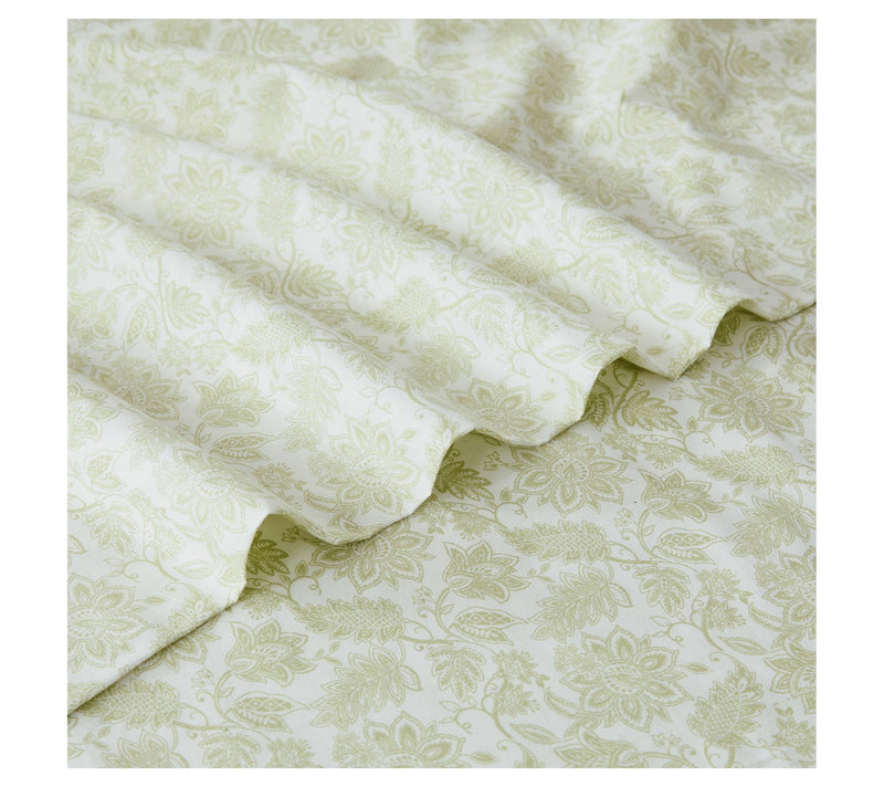 Lush Decor Floral Jacobean Cotton Sheet Set Sage 4Pc Set Full — View 5