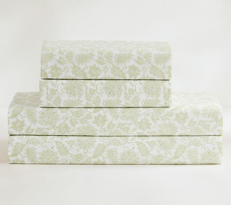 Lush Decor Floral Jacobean Cotton Sheet Set Sage 4Pc Set King — View 2