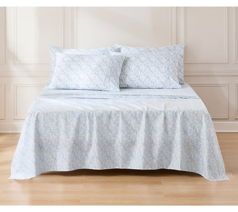 Lush Decor Botanical Leaf and Floral Sheet SetBlue 6Pc King — Main view